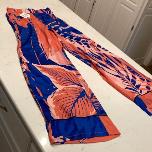 By Egreis Kiana Set Tropical Pink Feather Trim Robe Pajama Set - Picture 7 of 16